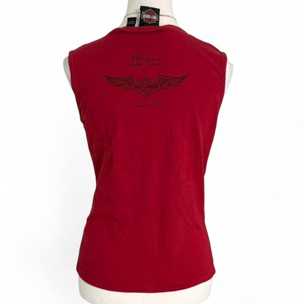 Harley Davidson red tank top lace up front and back graphic Size L grunge alt - Picture 2 of 6
